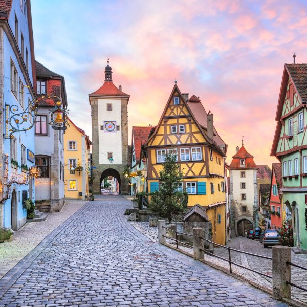 Colorful half-timbered houses in Rothenburg ob der Tauber